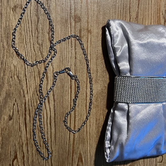 Beautiful Silver Clutch W/ Rhinestone Accent - Picture 4 of 5